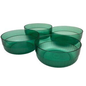 Tupperware Translucent Green Set Of 4 Stackable Bowls 2108B-4 Cereal Salad 5.5"
